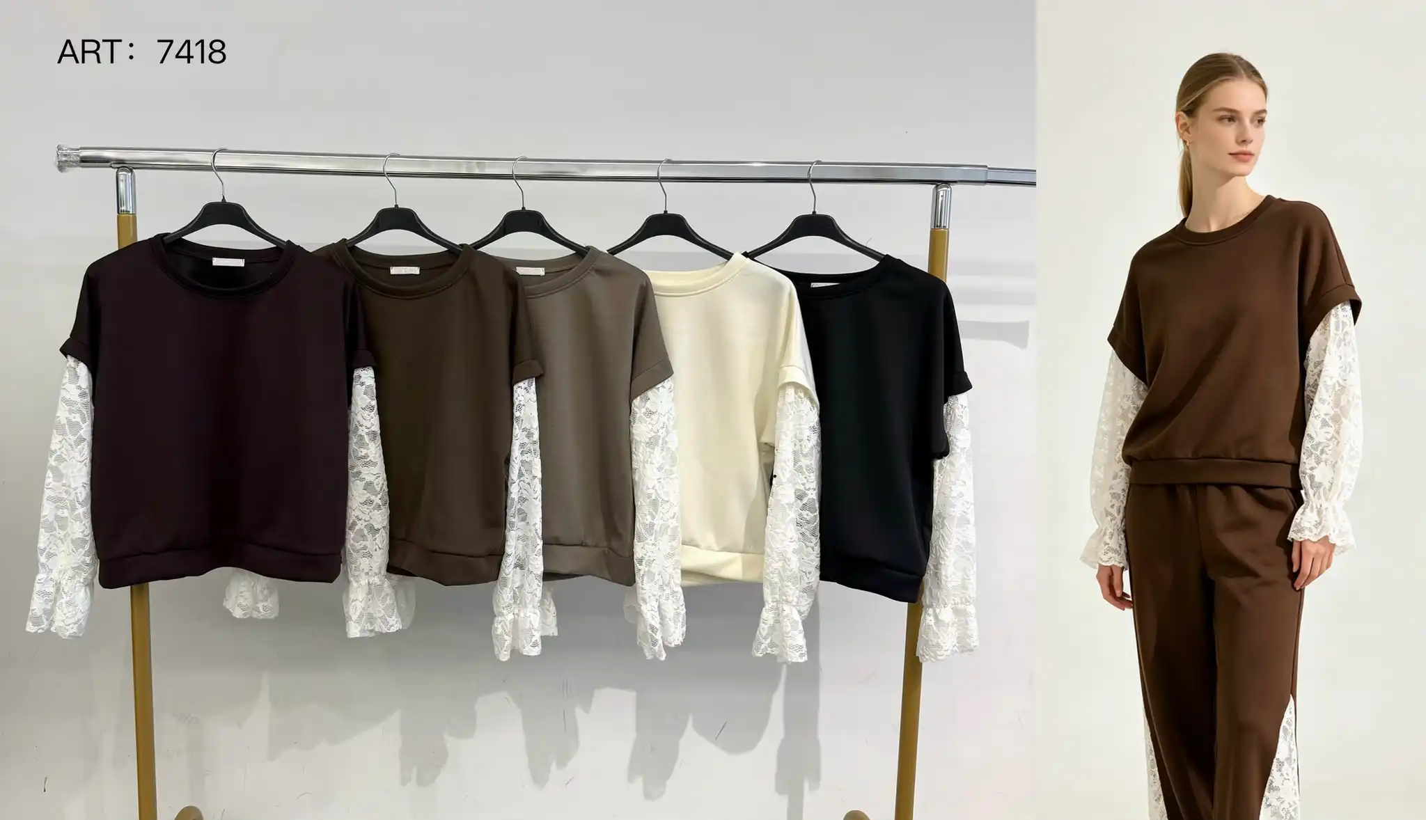 Oversize-Set mit Spitze