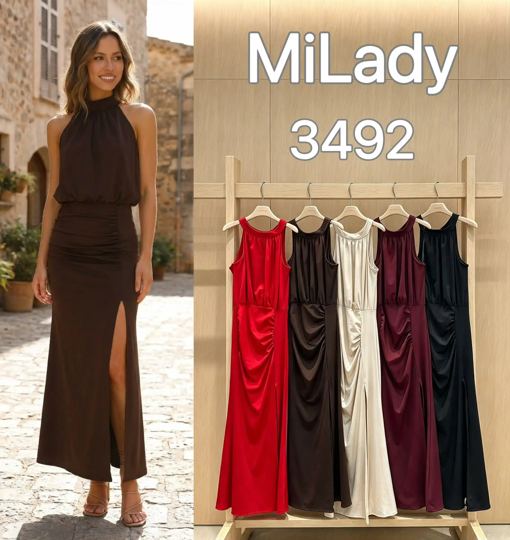 Maxi-Halterkleid Enganliegend