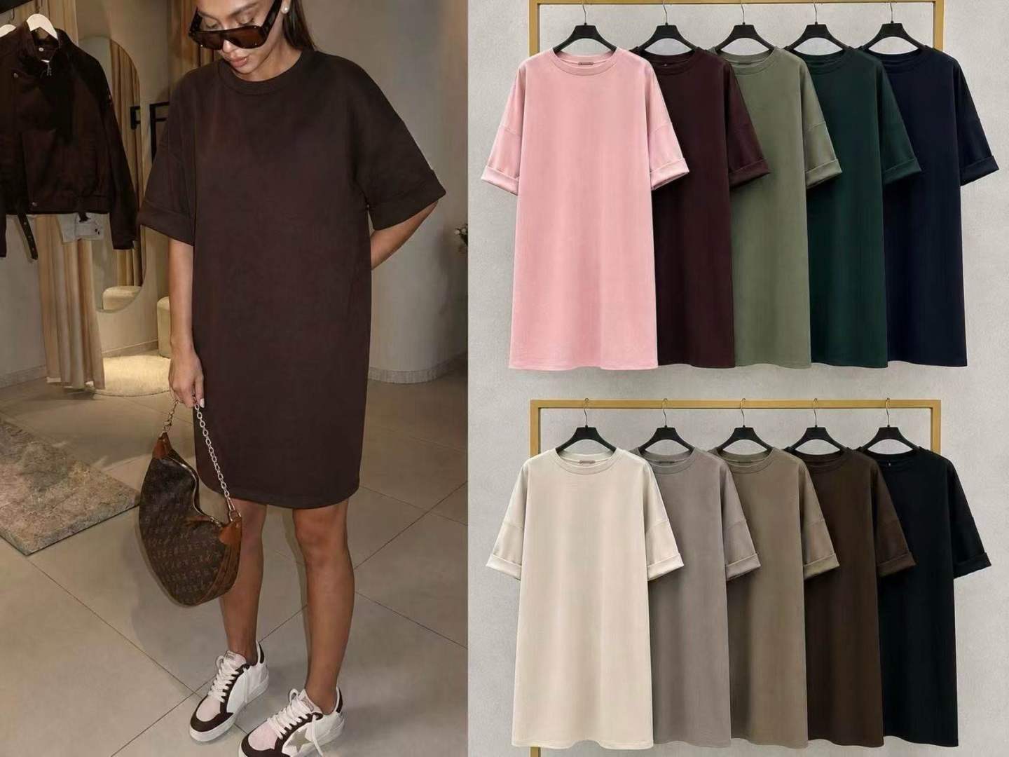 Trapezkleid mit 3/4-Ärmeln