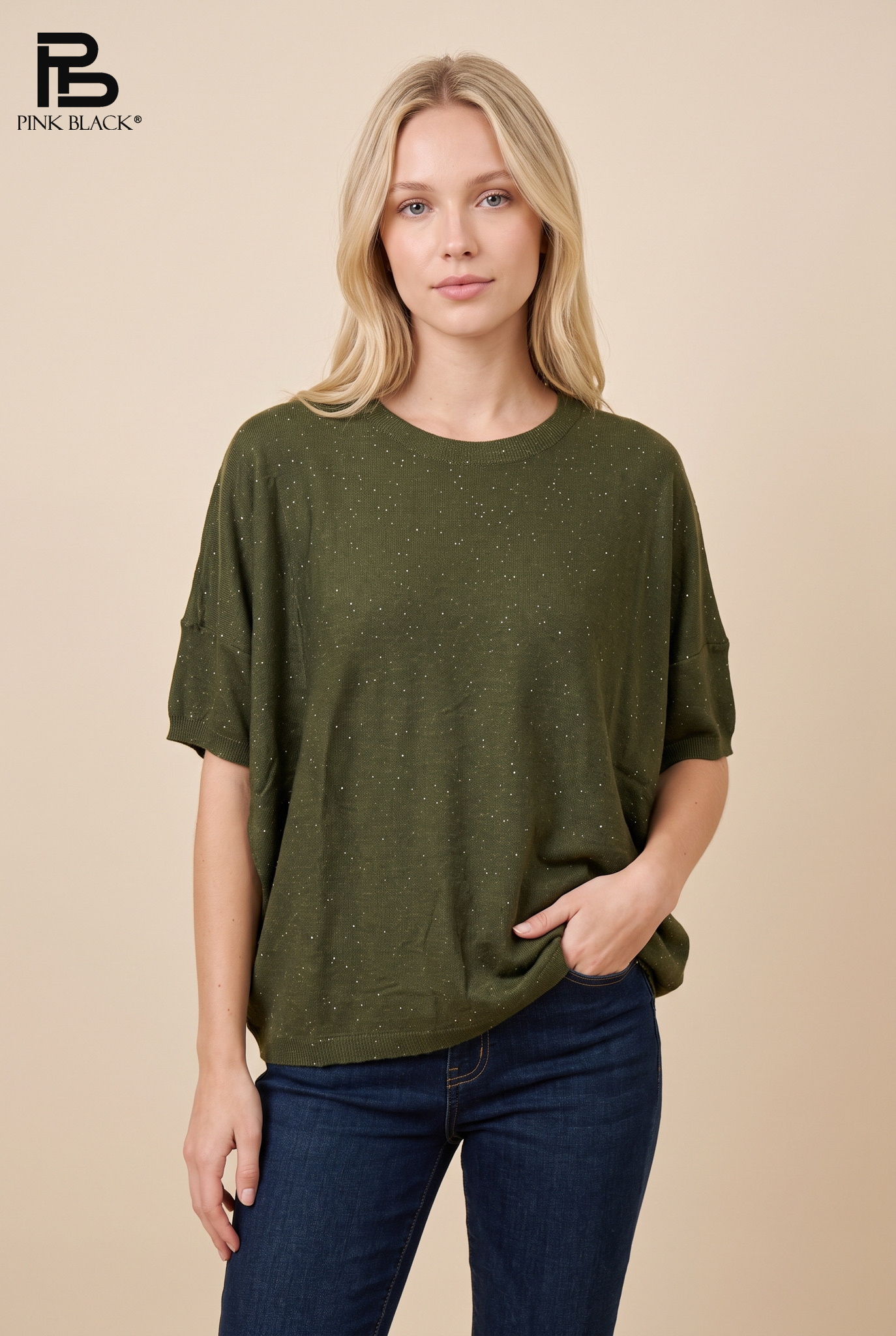 Oversize Pullover mit kurzem Arm