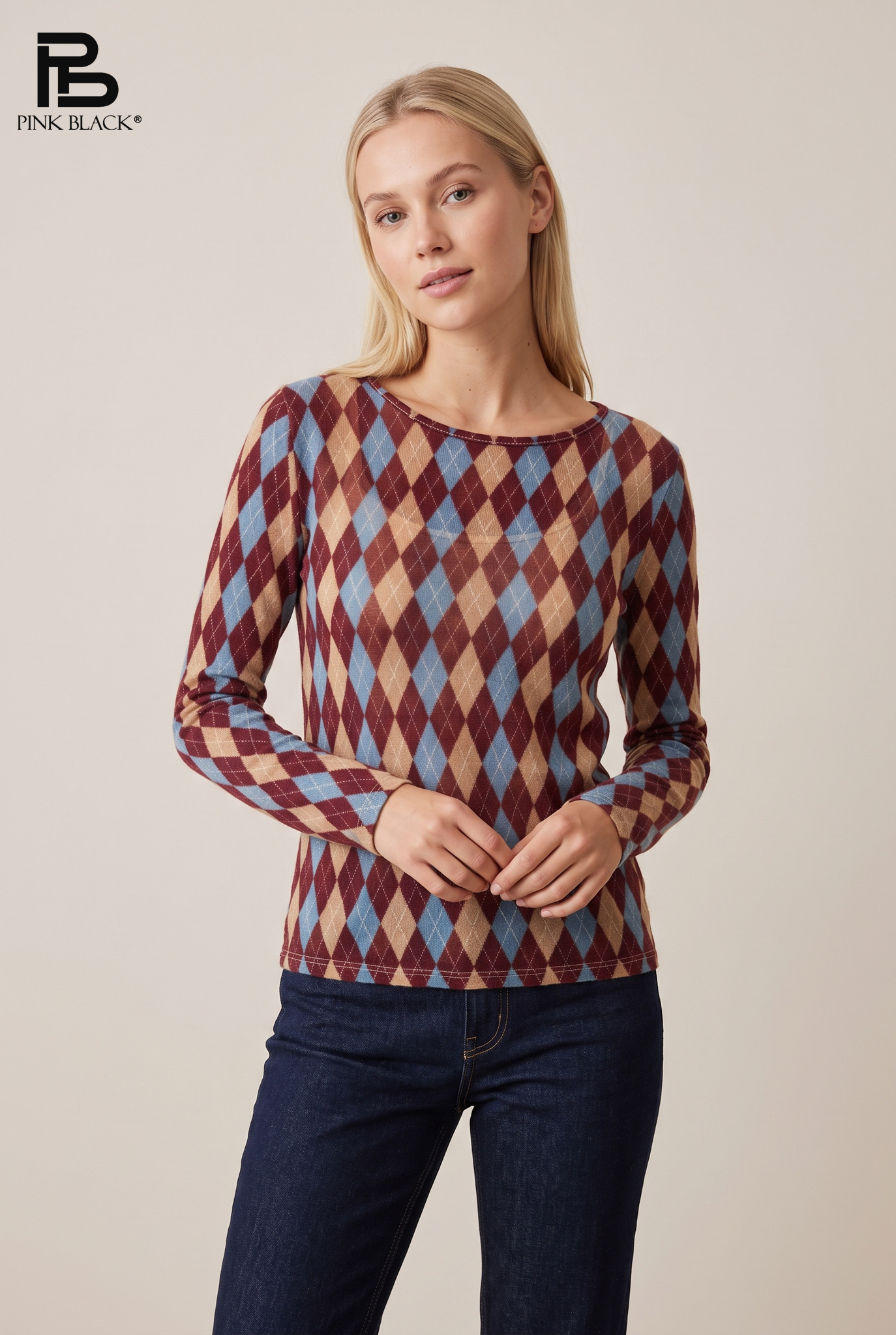 Taillierte Bluse mit Karomuster