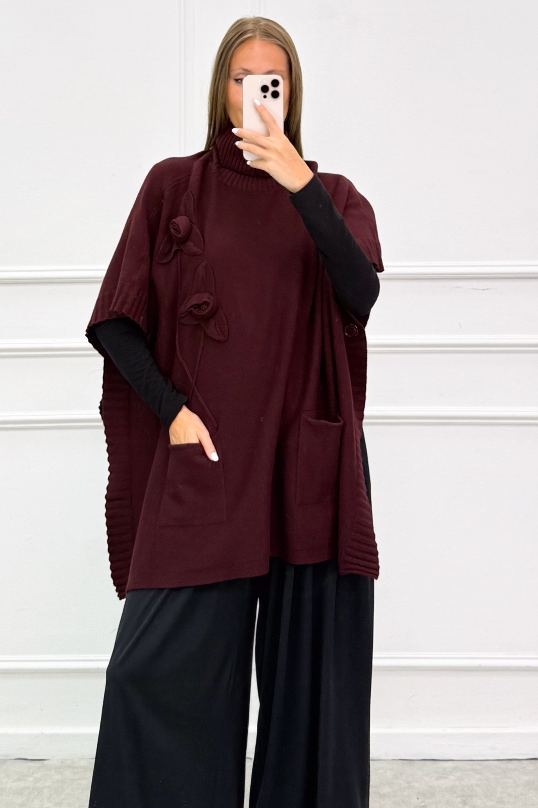 Tunika-Pullover mit Rollkragen