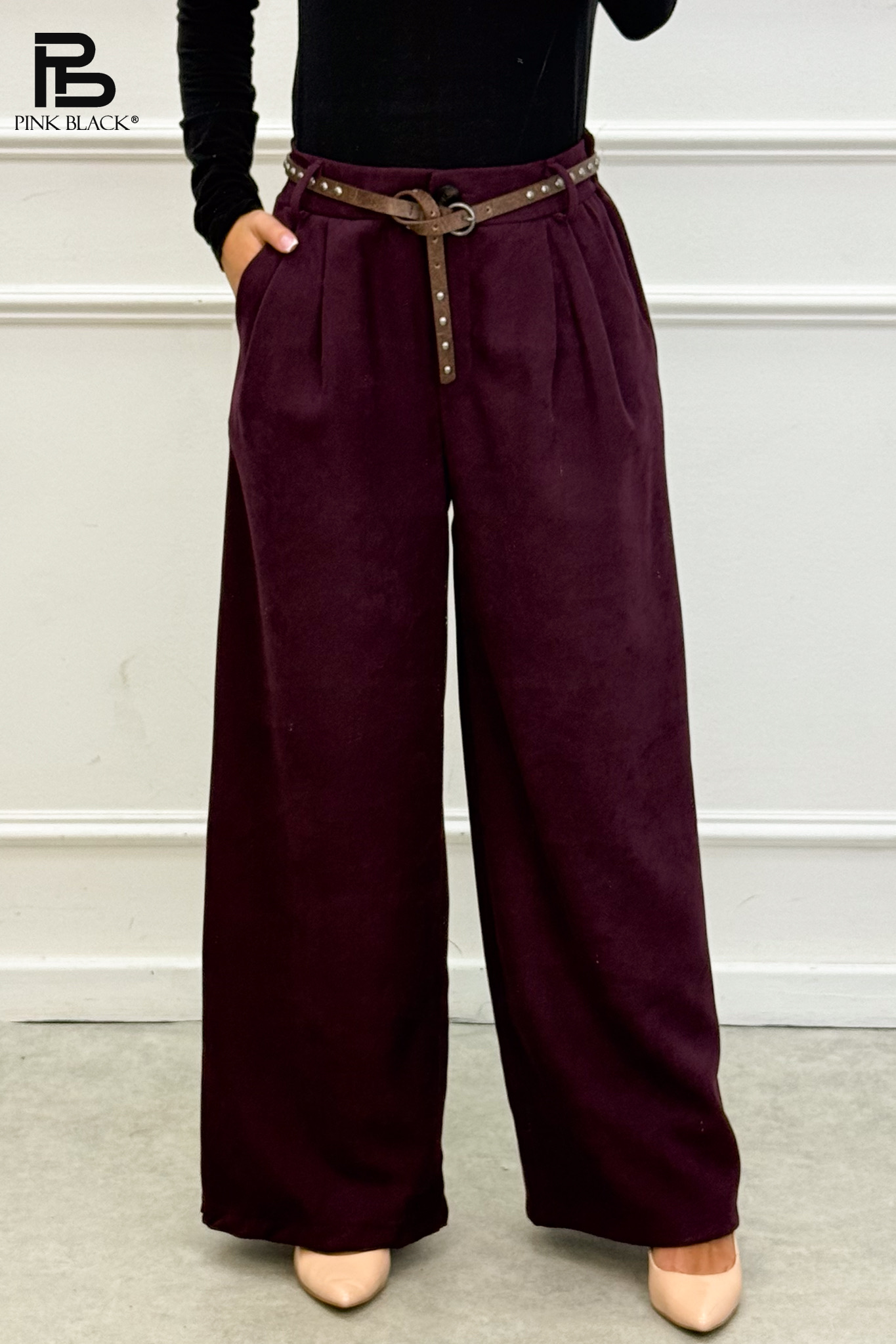 Wide-Leg-Hose mit Falten