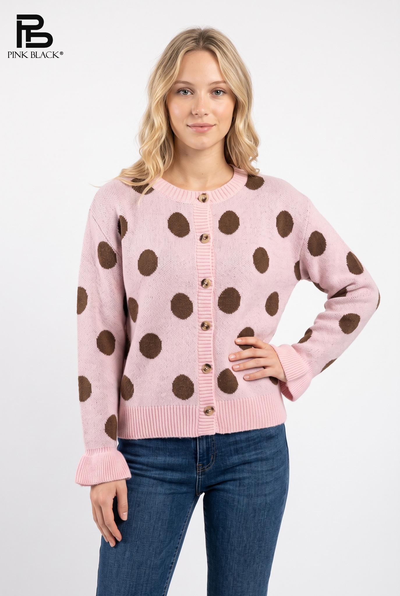 Cardigan mit großen Punkten