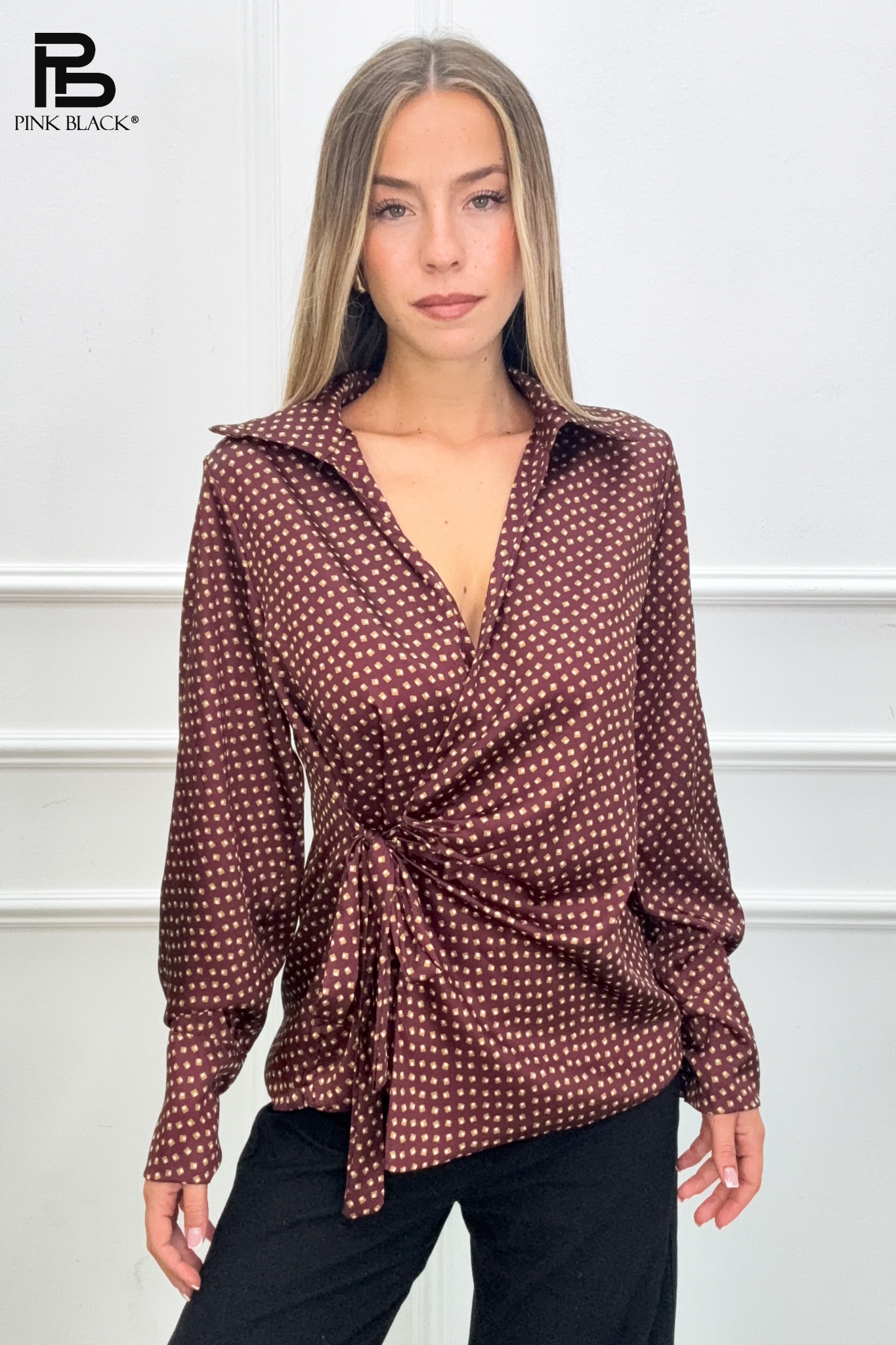 Wickelbluse mit Taillenschleife