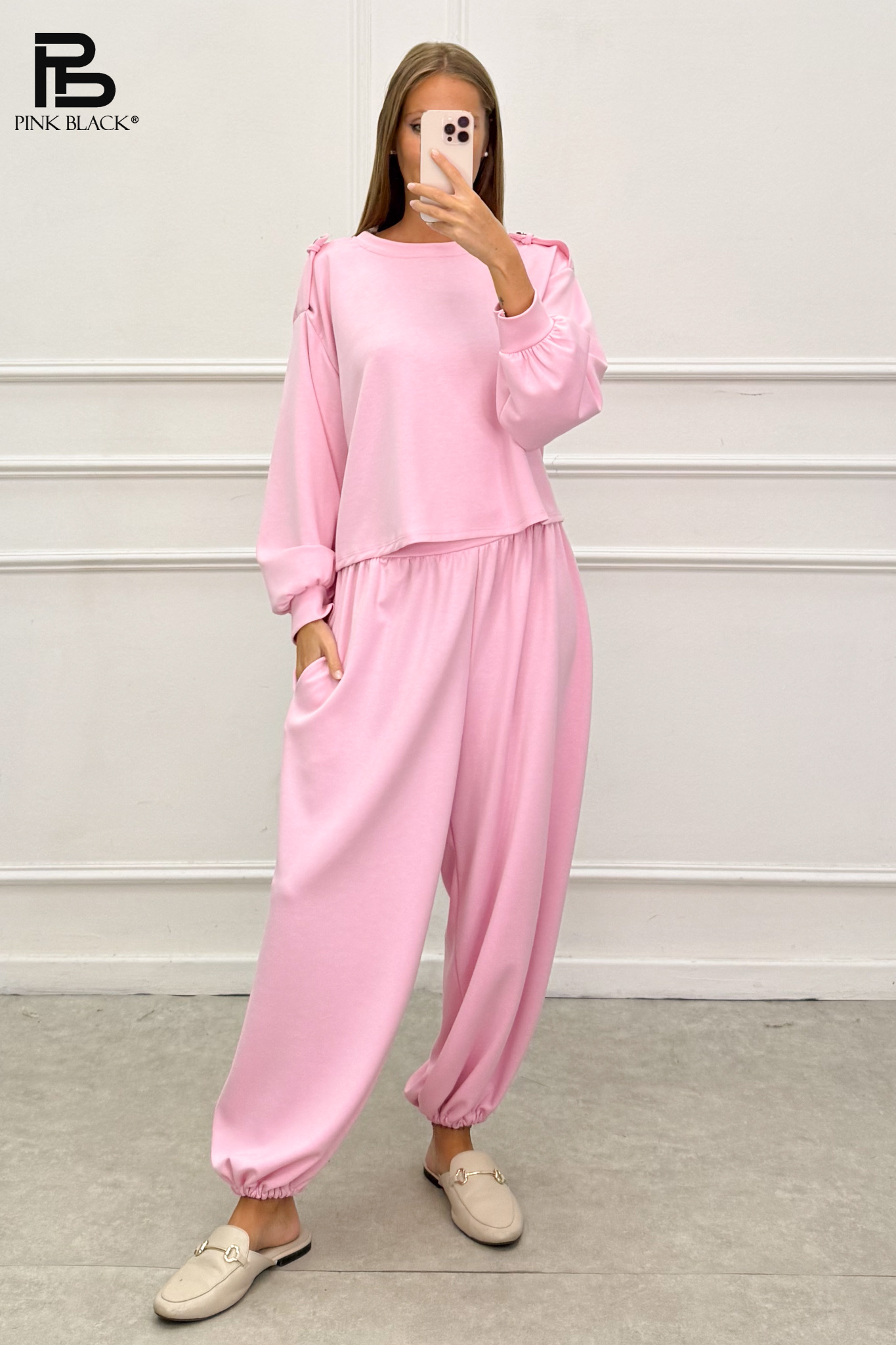 Jogger-Set mit Sweatshirt mit Ballonärmeln