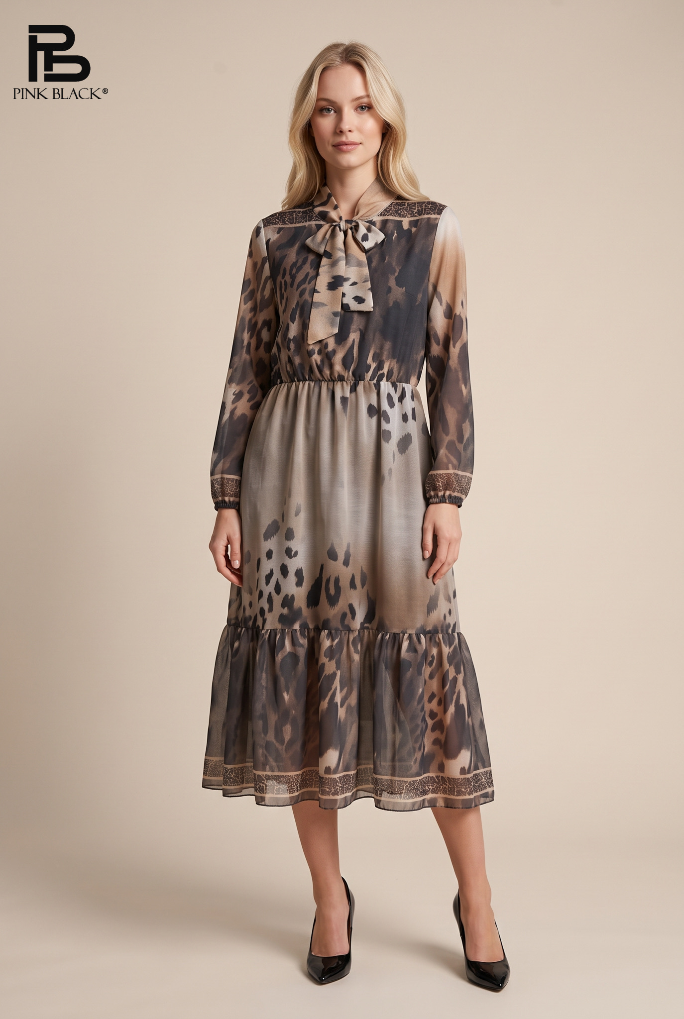 A-Linien-Kleid mit Stehkragen