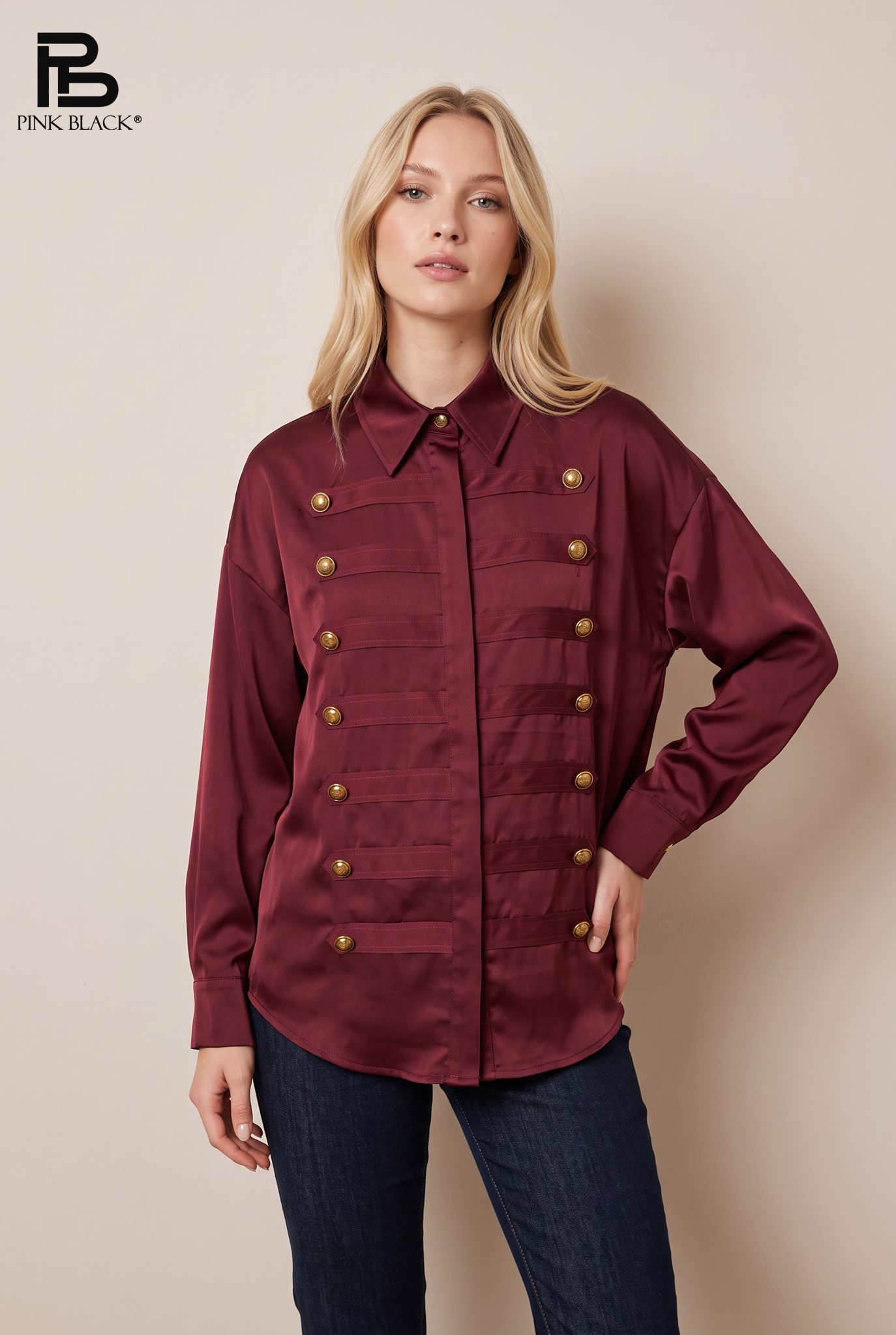Lange Satinhbluse
