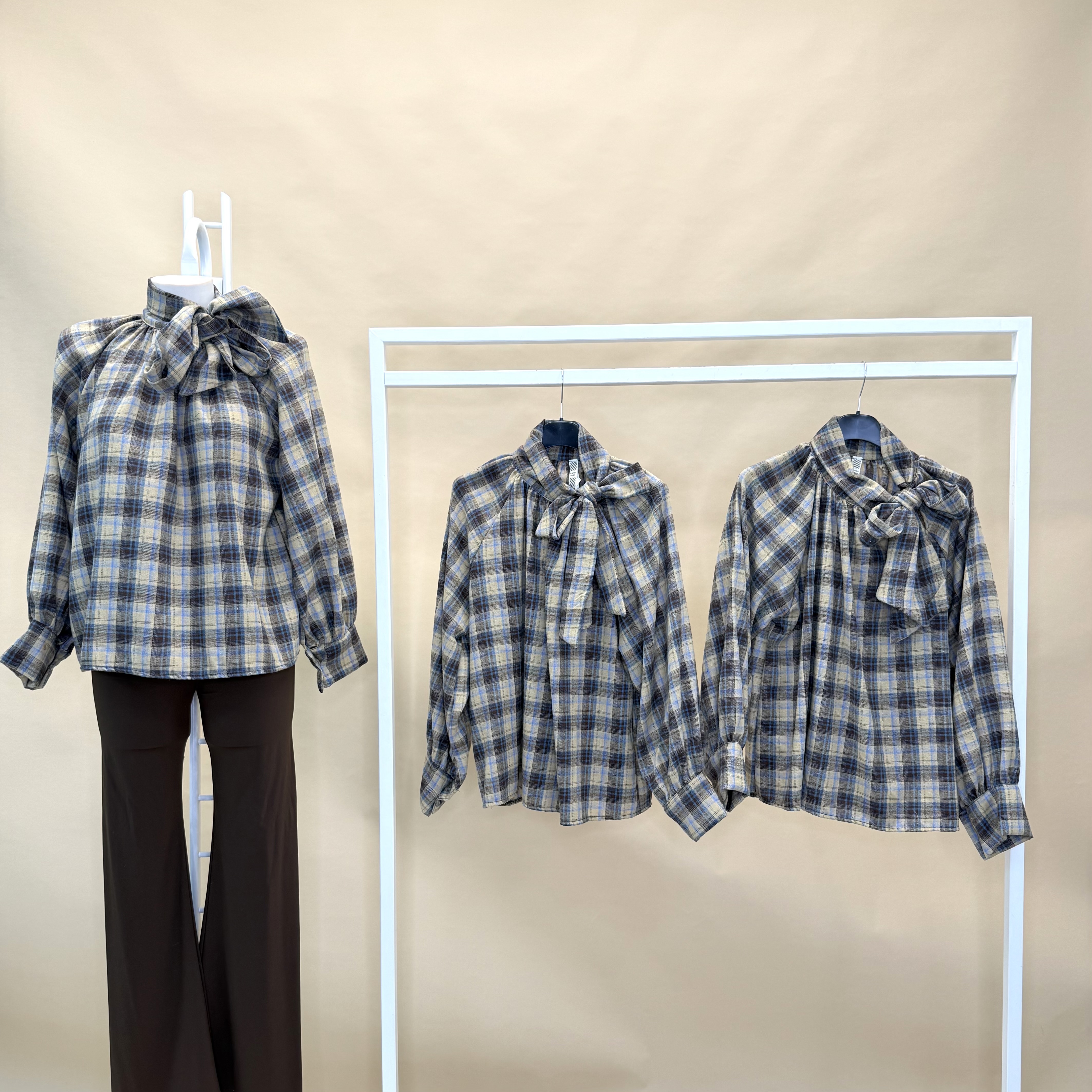 Lockere Bluse im Karomuster