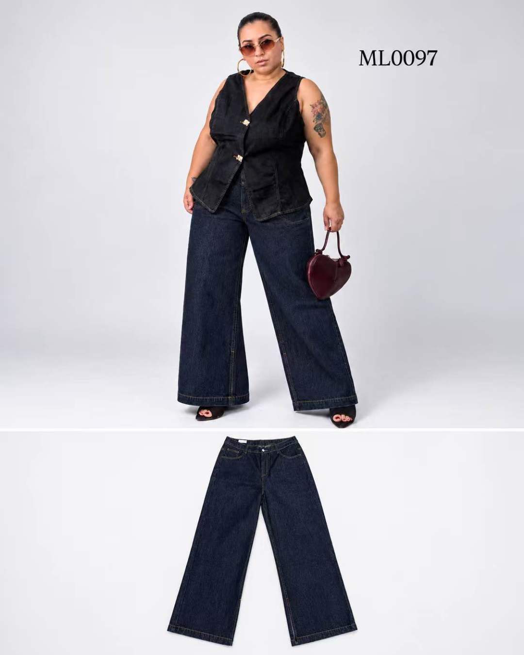 Weit geschnittene Denim-Hose