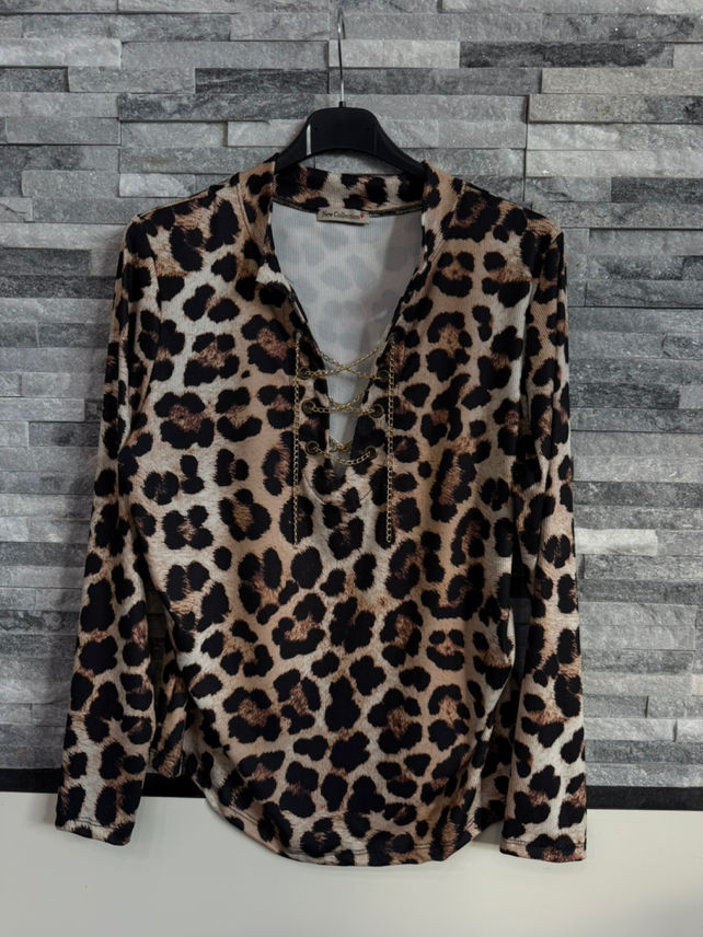 Bluse mit V-Ausschnitt und Bindung