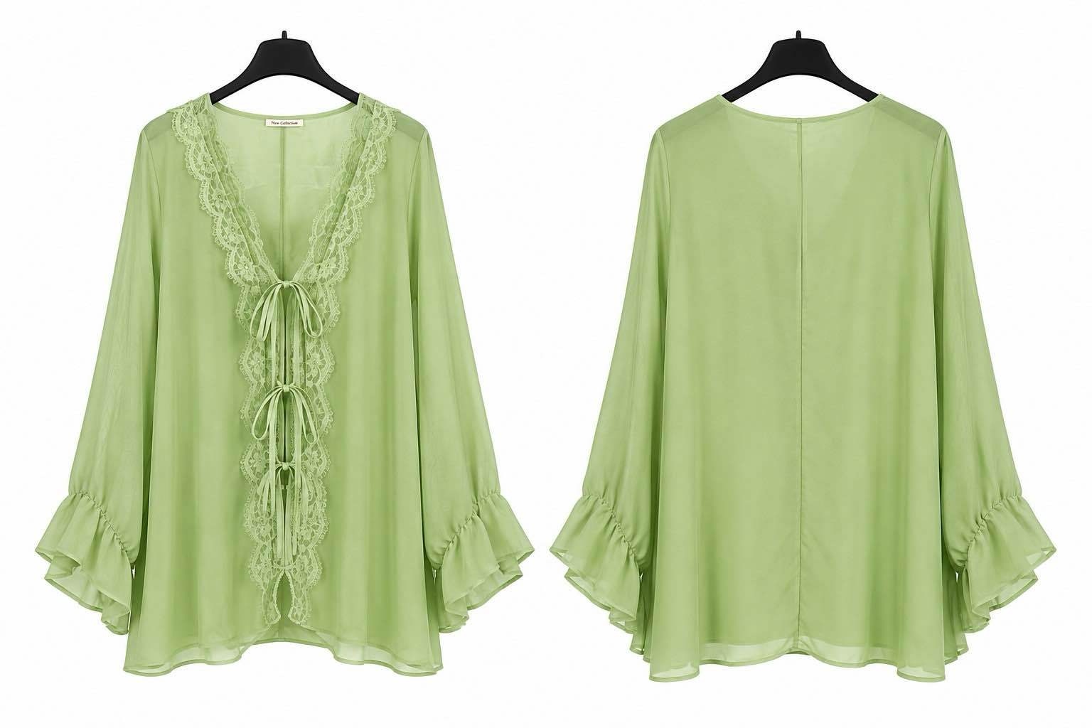 Bluse mit V-Ausschnitt und Rüschen