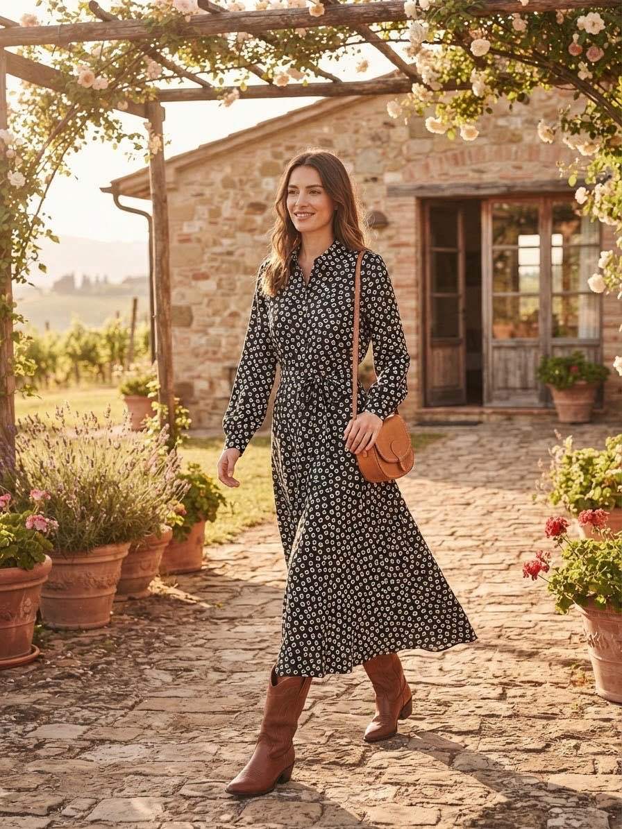 Hemdblusenkleid Midi mit Gürtel