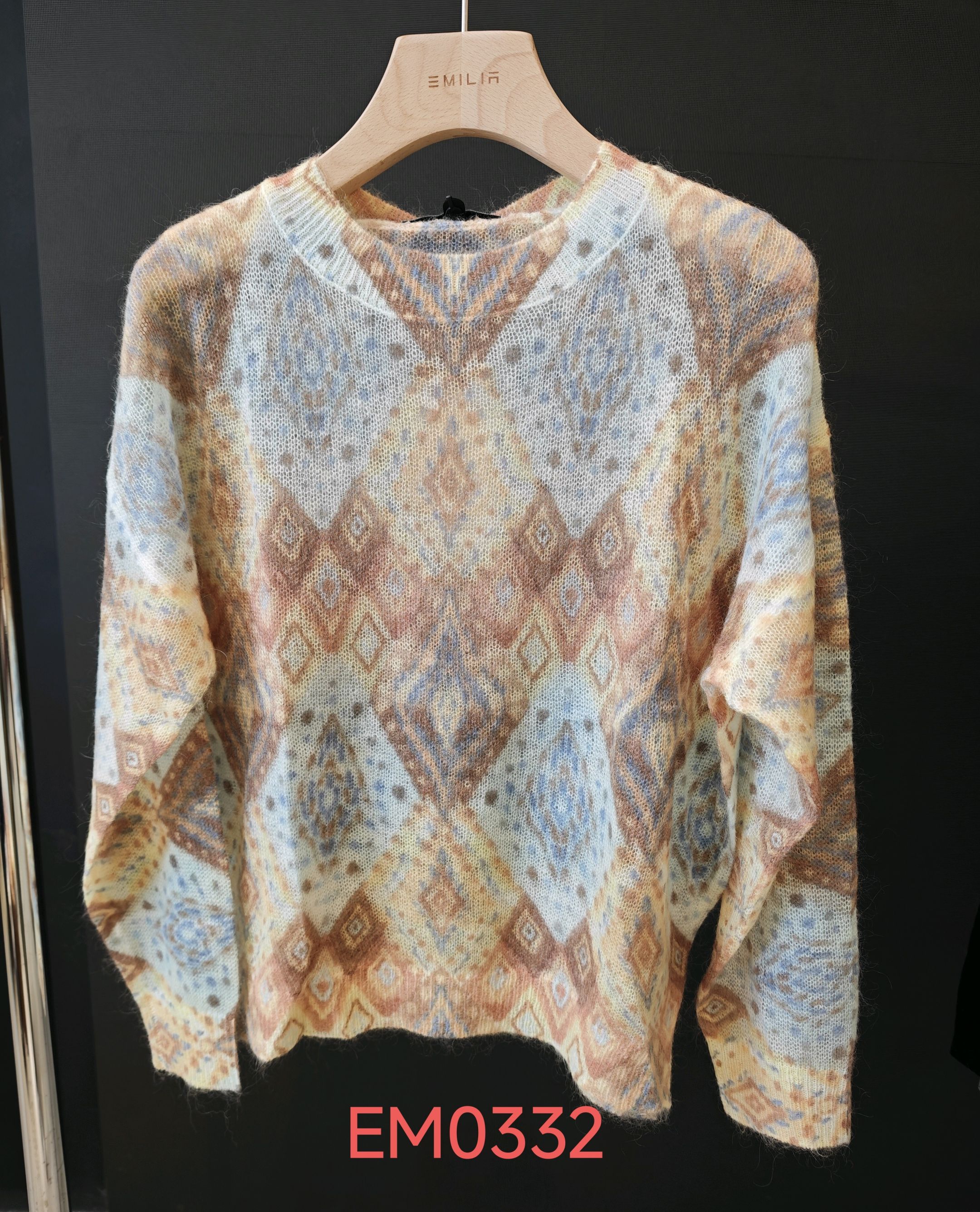 Pullover mit geometrischem Muster und Rundhalsausschnitt