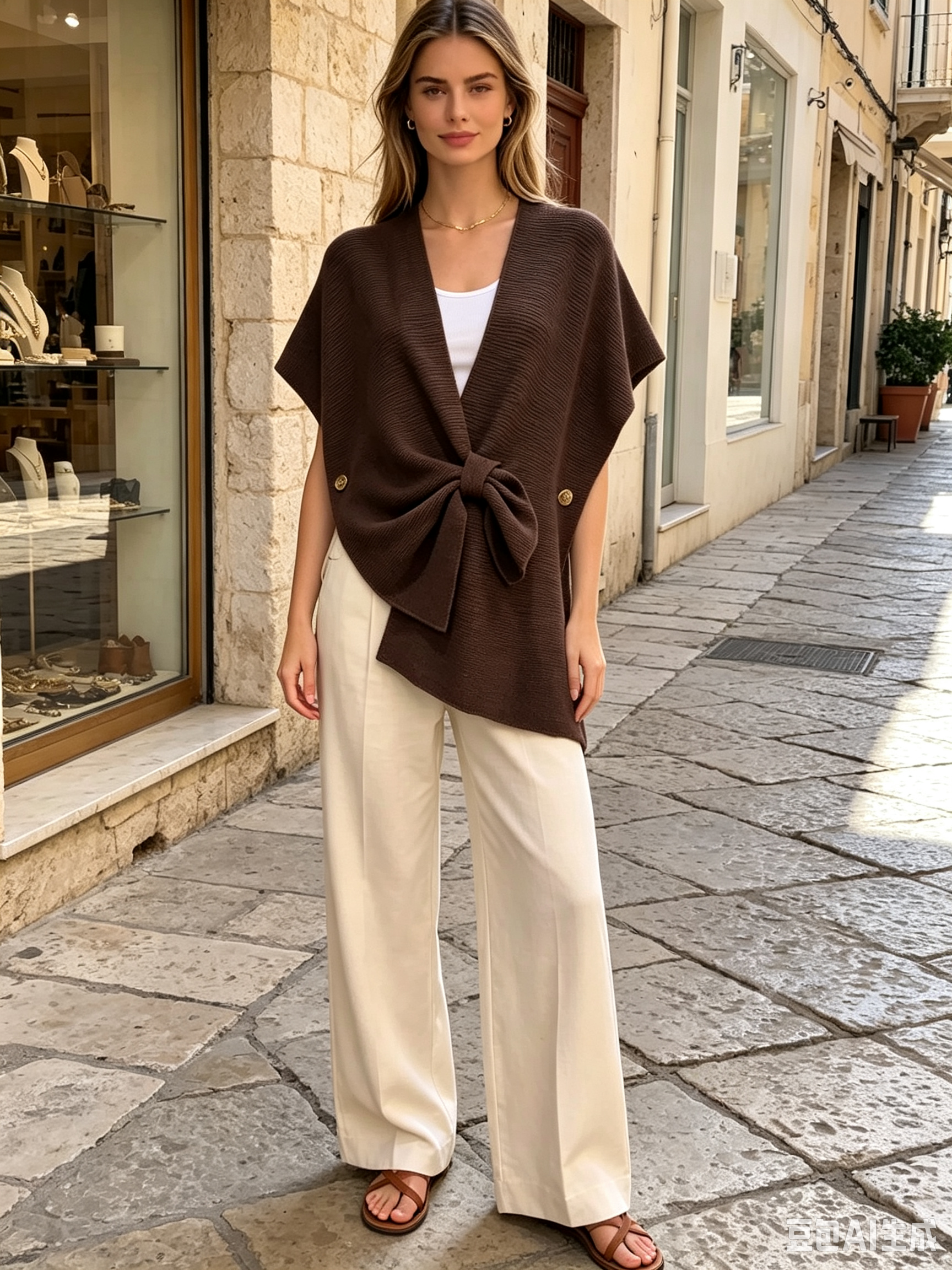 Lockerer Cardigan mit Schleife