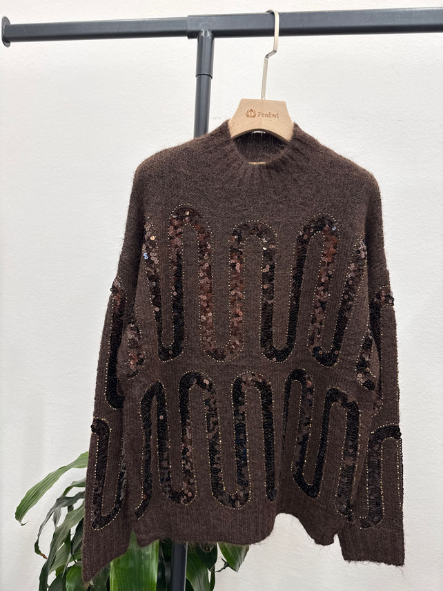 Oversize-Pullover mit Pailletten