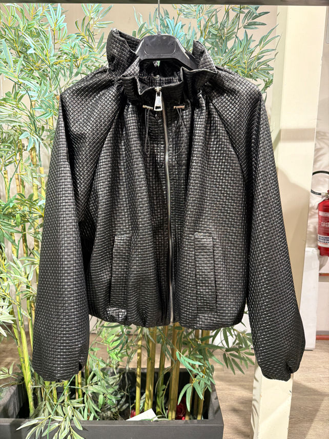Kunstlederjacke mit Stehkragen