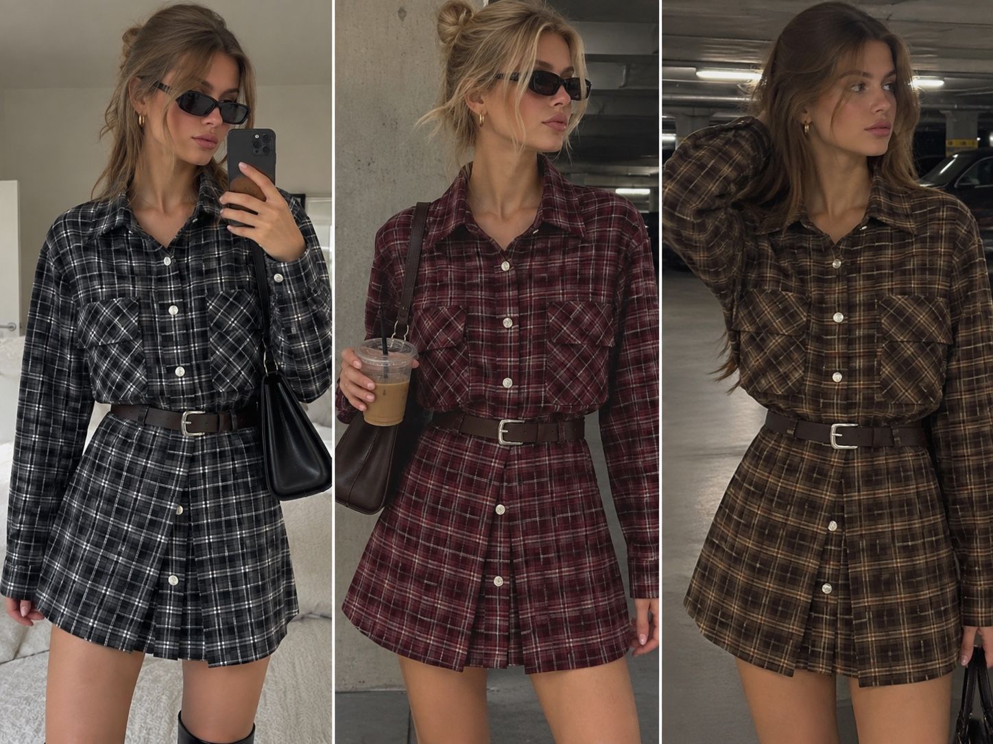Kariertes Hemdkleid Mini