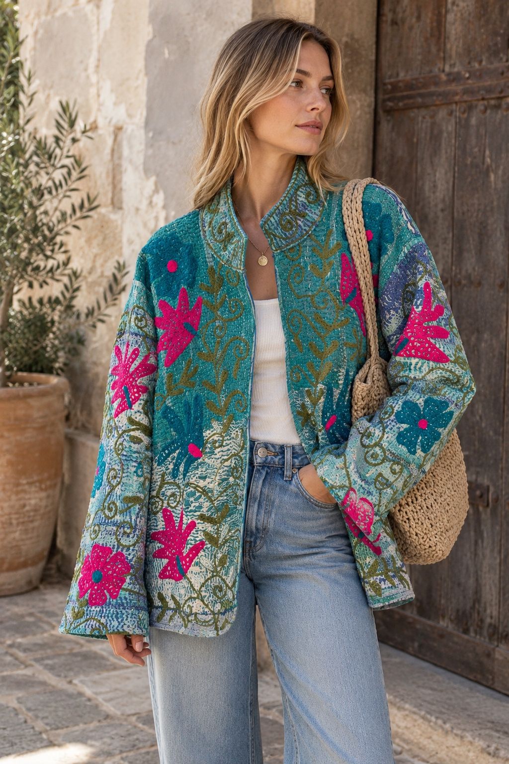 Lockere Jacke mit Stehkragen