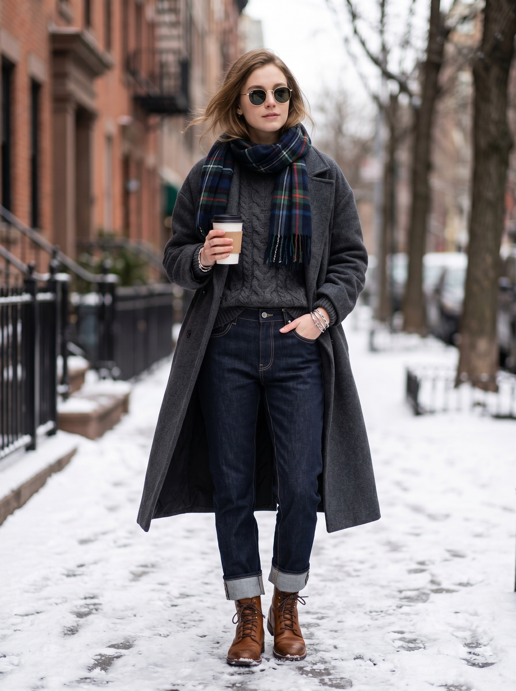 Gerade Jeans mit umgeschlagener Saum