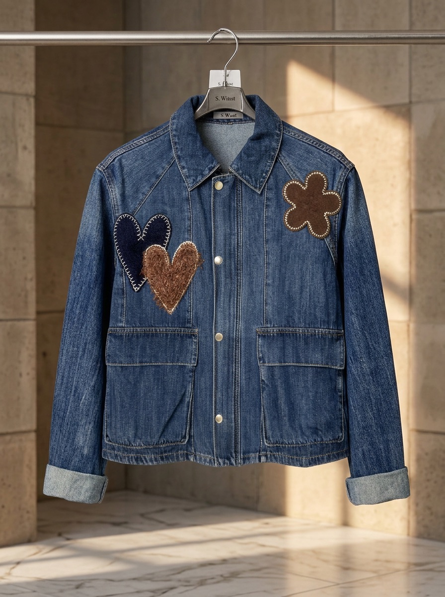 Jeansjacke mit Stickerei