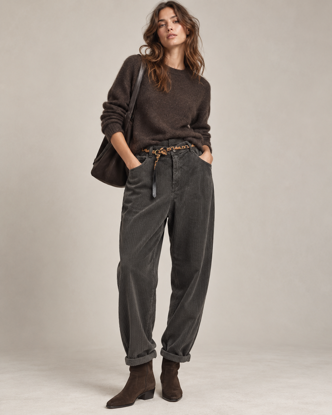 Hohe Taillenhose aus Cord