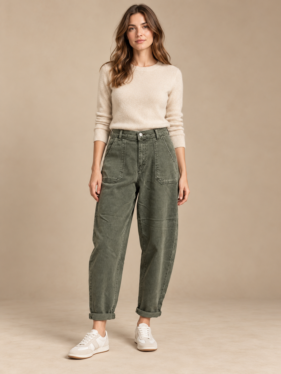 Baggy-Hose mit hohem Bund