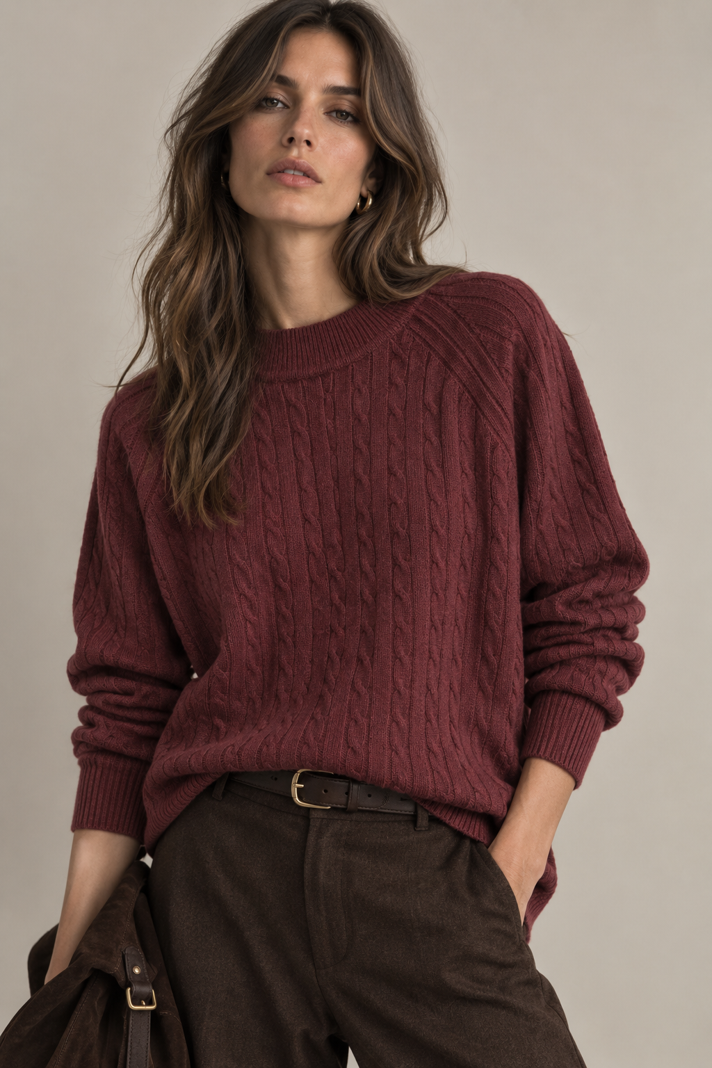Runder Zopfmuster-Pullover