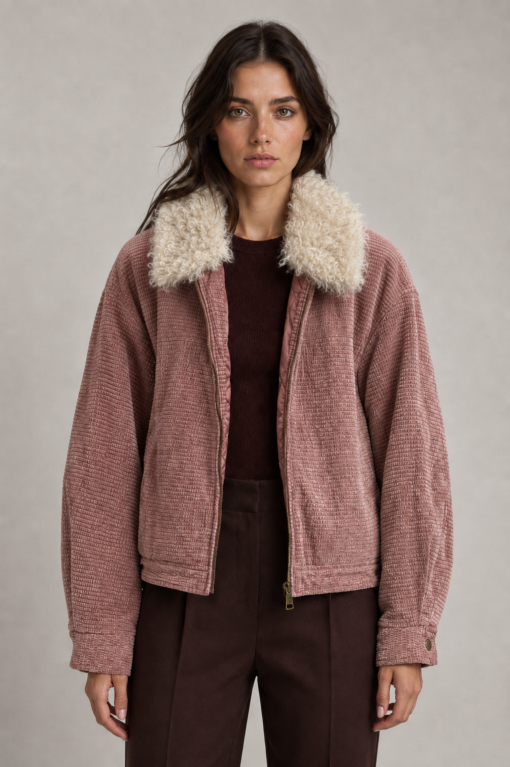 Kurze lockere Jacke mit Kragen