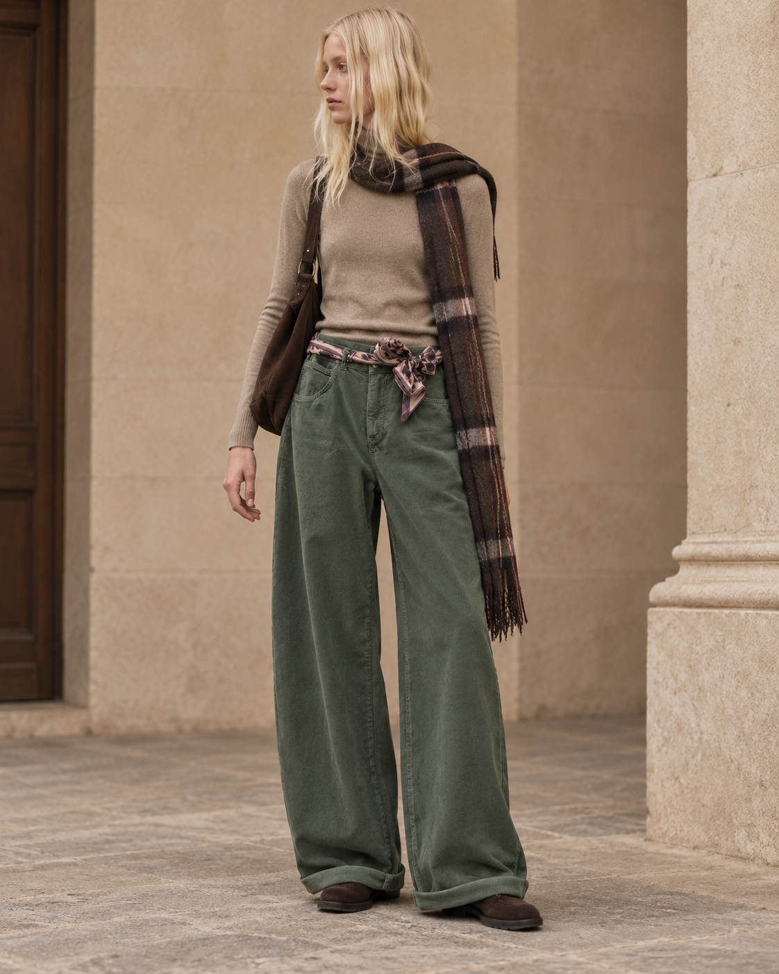 Weite Hose (Wide Leg) mit Gürtel