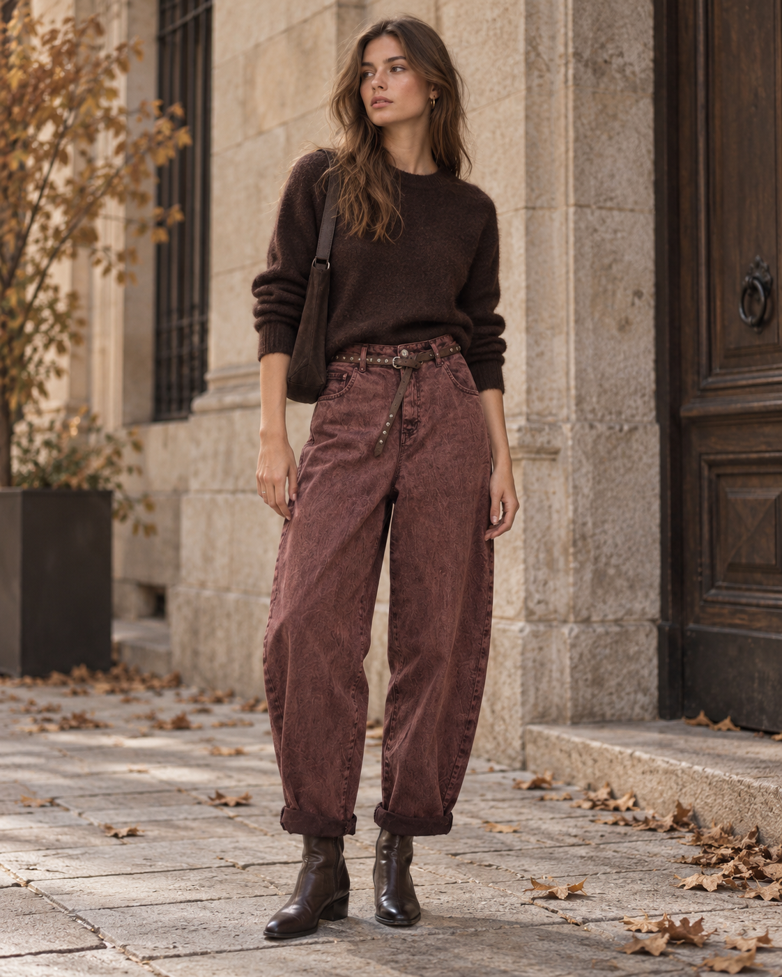 Baggy-Hose mit hohem Bund