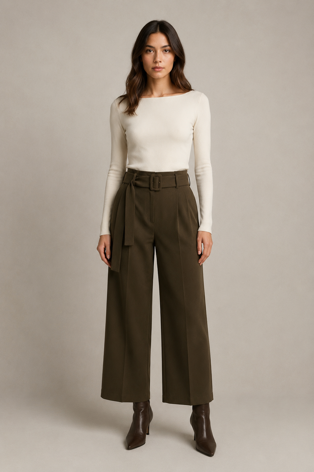 Wide-Leg-Hose mit Gürtel