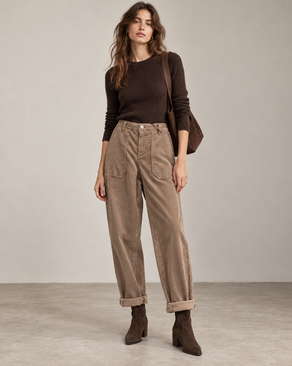 Hochtaillierte Hosen mit weitem Bein