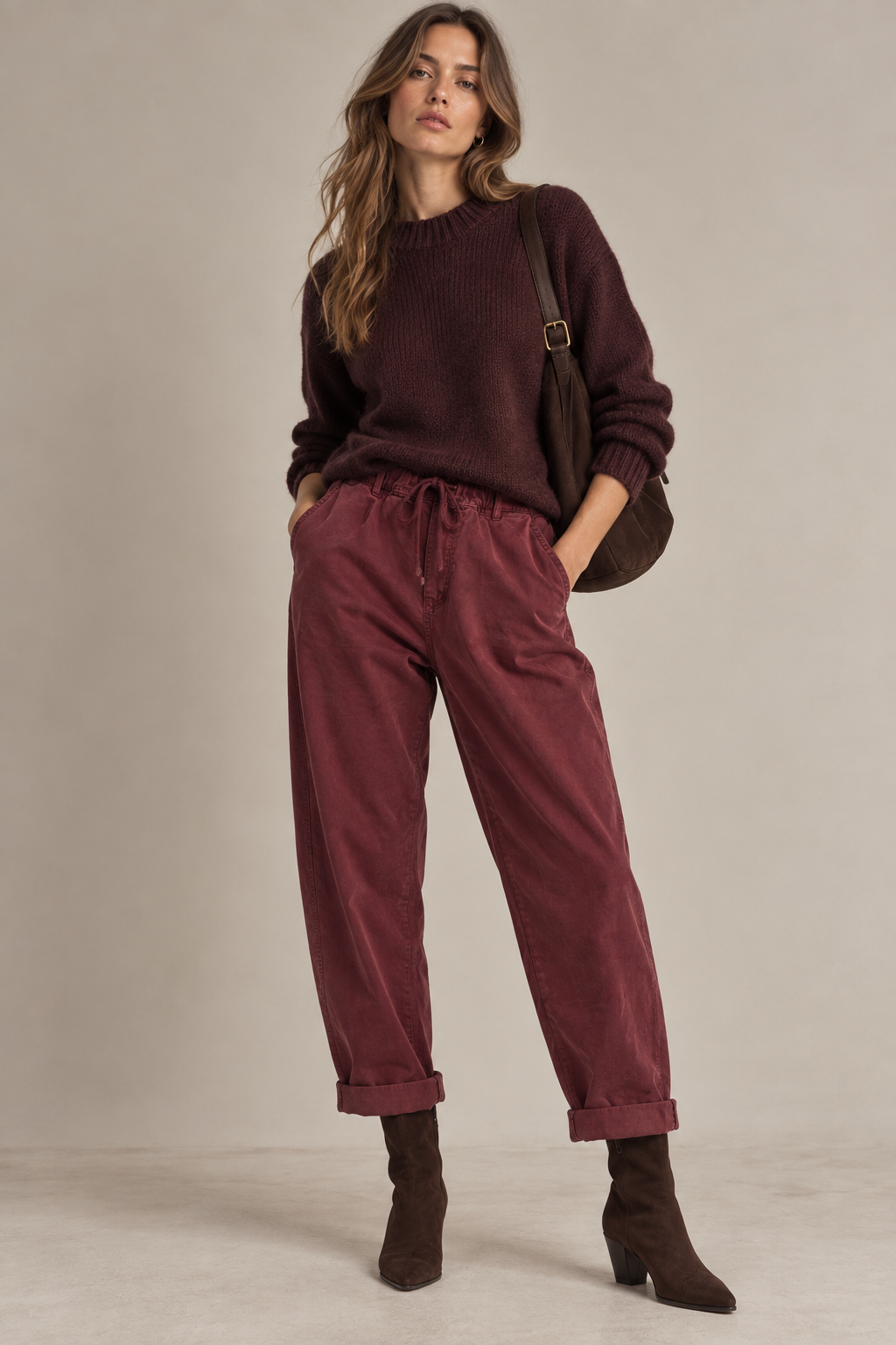 Locker geschnittene Hose mit Kordelzug
