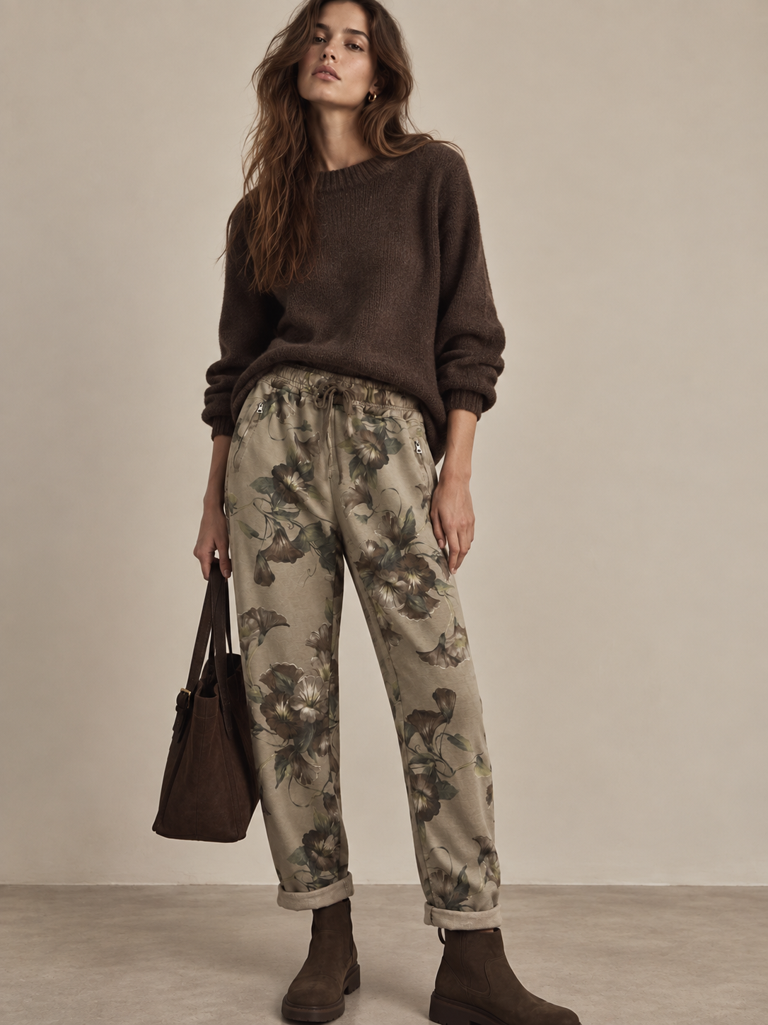 Jogger-Hose mit Blumenmuster