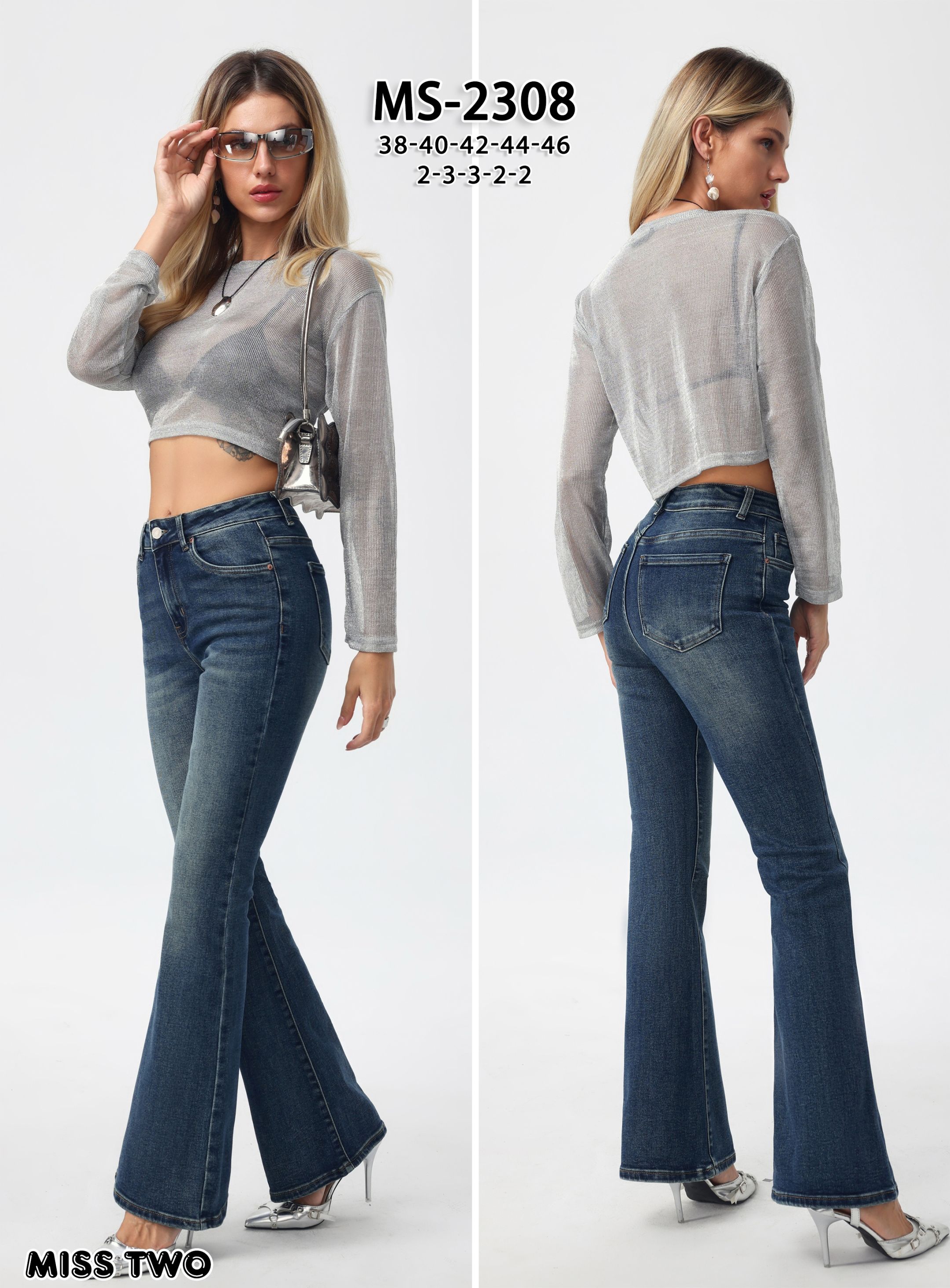 High‑Waist Flared Jeans