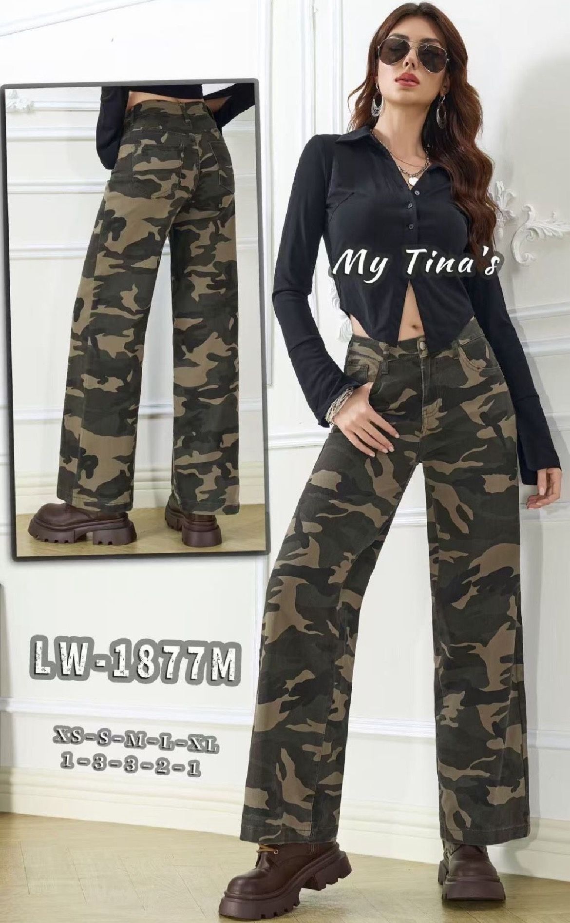 Bootcut-Jeans mit Camouflage