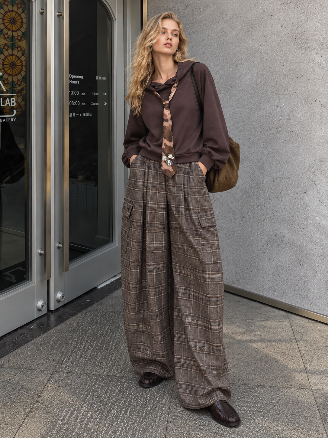 Wide-Leg Hose mit Falten