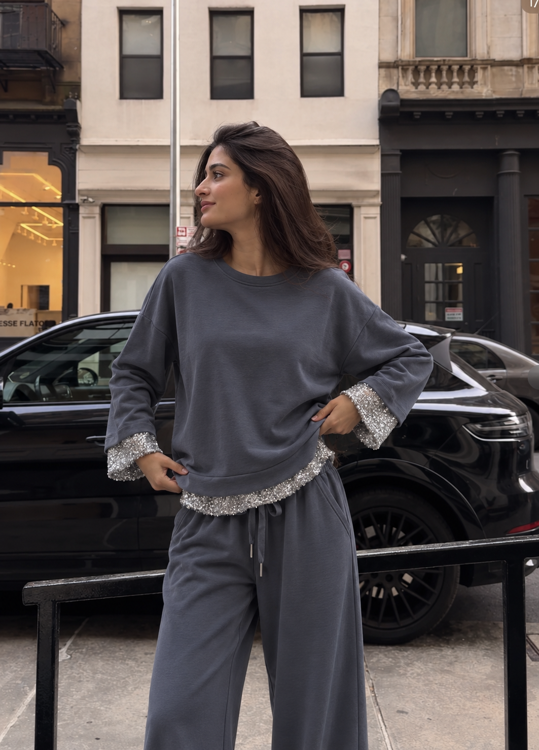 Oversize-Sweatshirt mit Pailletten