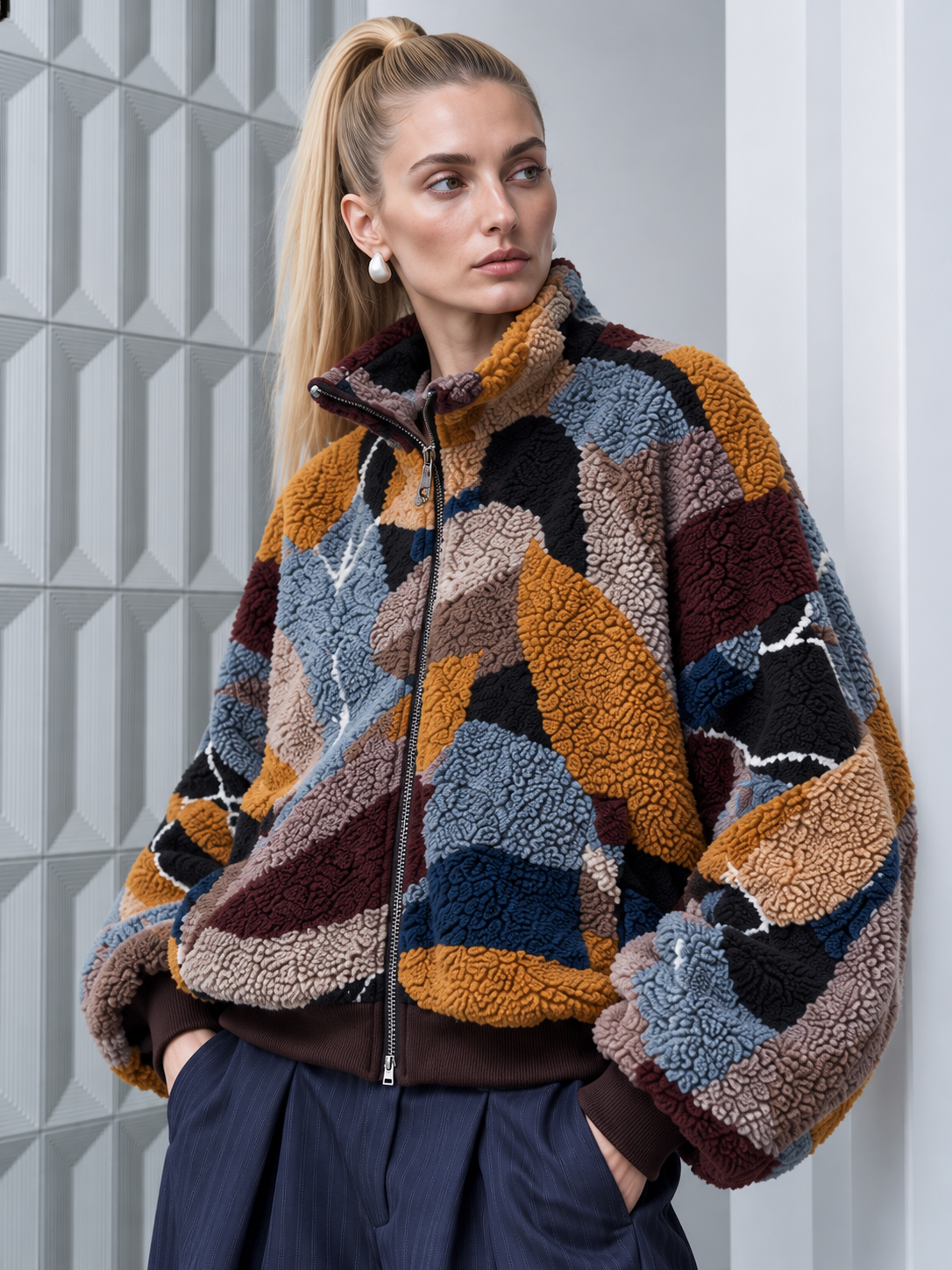Oversize-Jacke mit Stehkragen