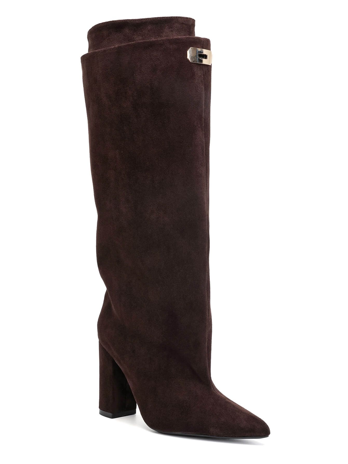 Wildleder-Stiefel mit Blockabsatz