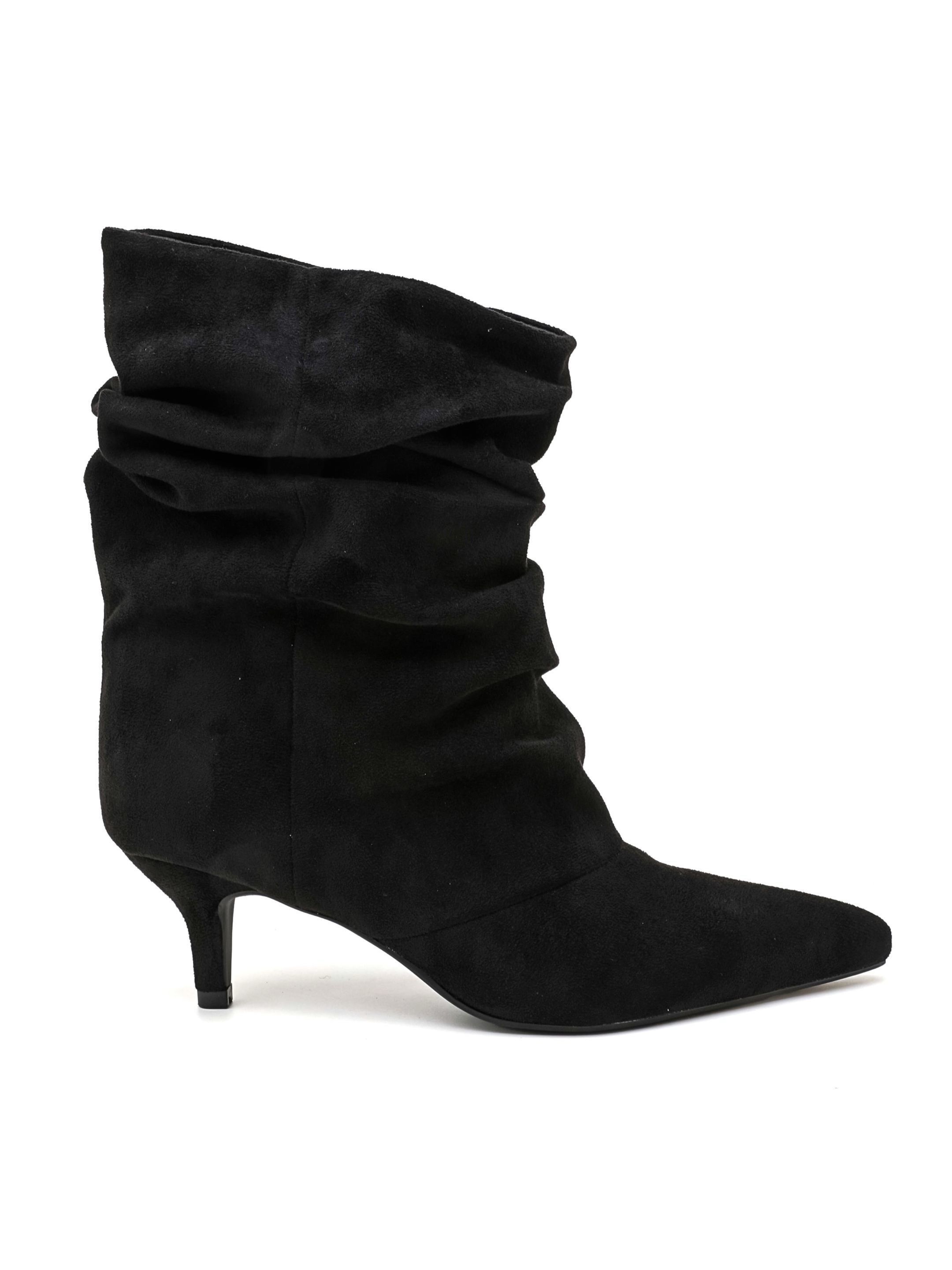 Kurzschaft-Stiefeletten mit Raffung und spitzem Zehen