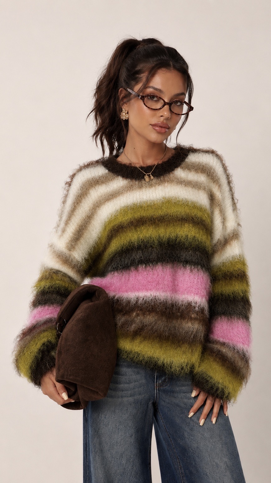 Oversize-Pullover mit Streifen