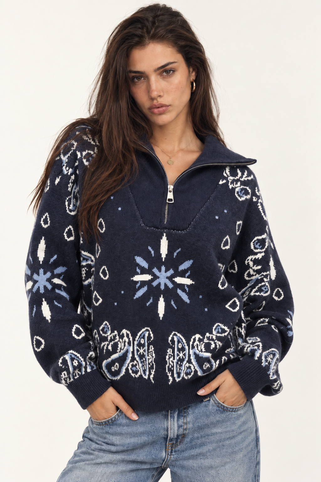Lockerer Paisley-Strickpullover