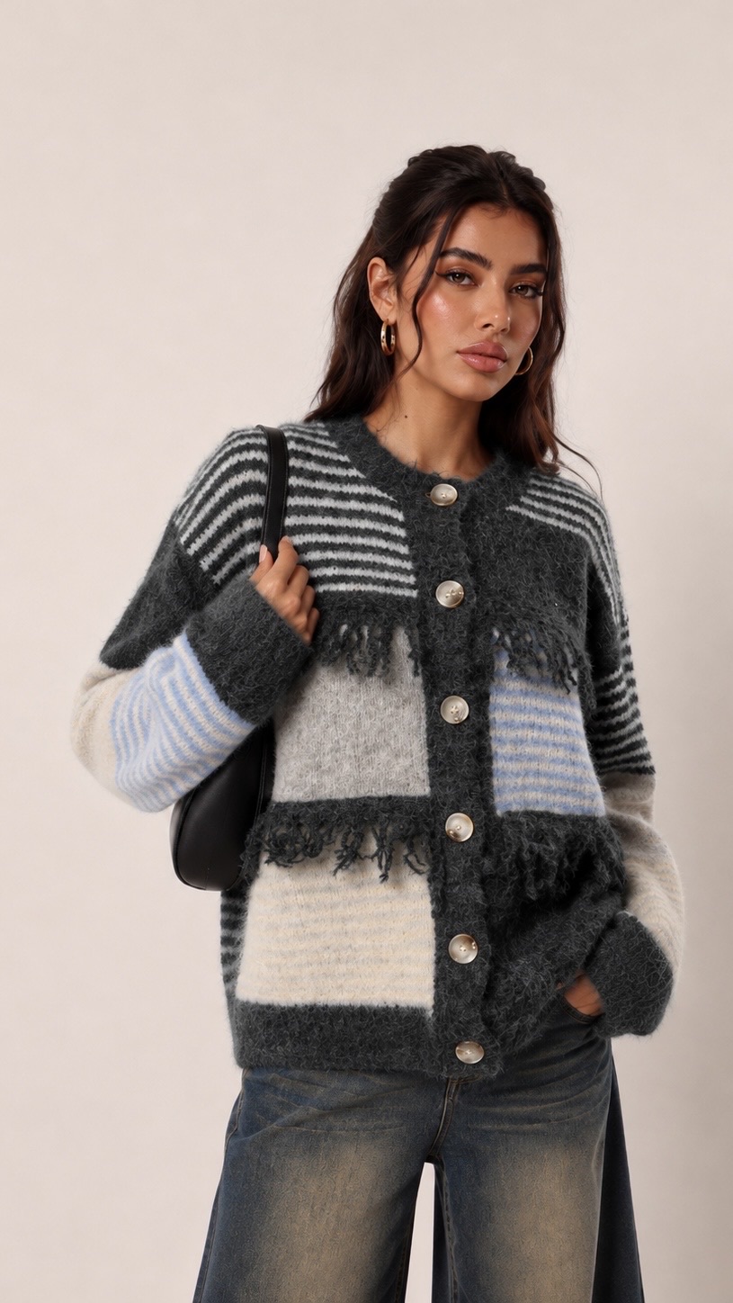 Oversize-Cardigan mit Fransen