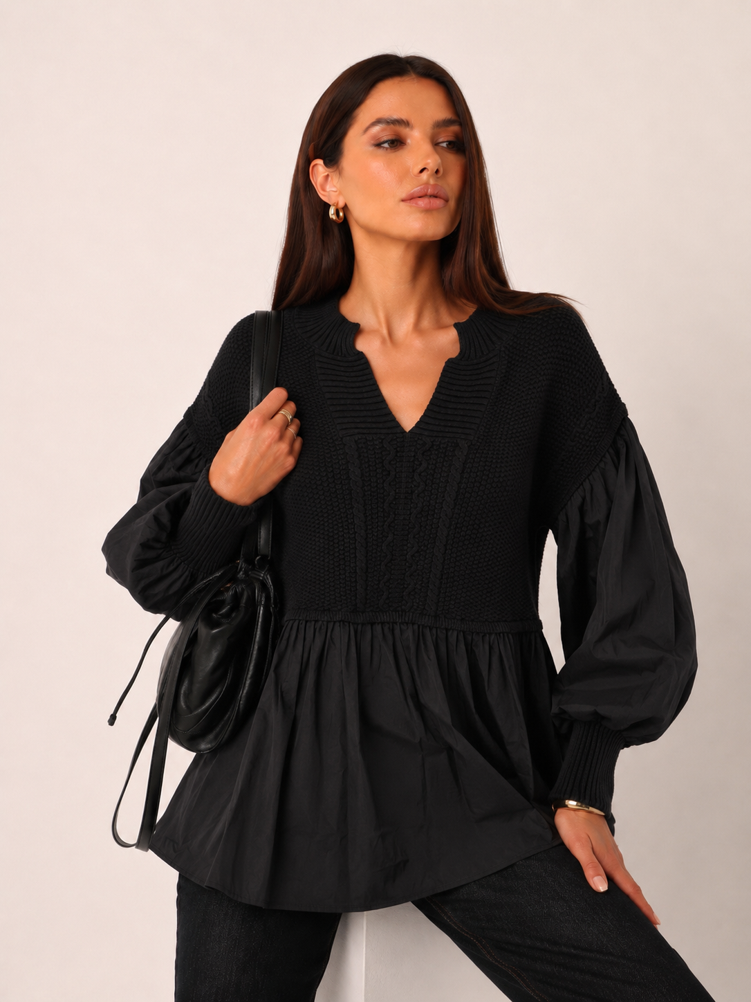 Pullover‑Tunika mit V‑Ausschnitt