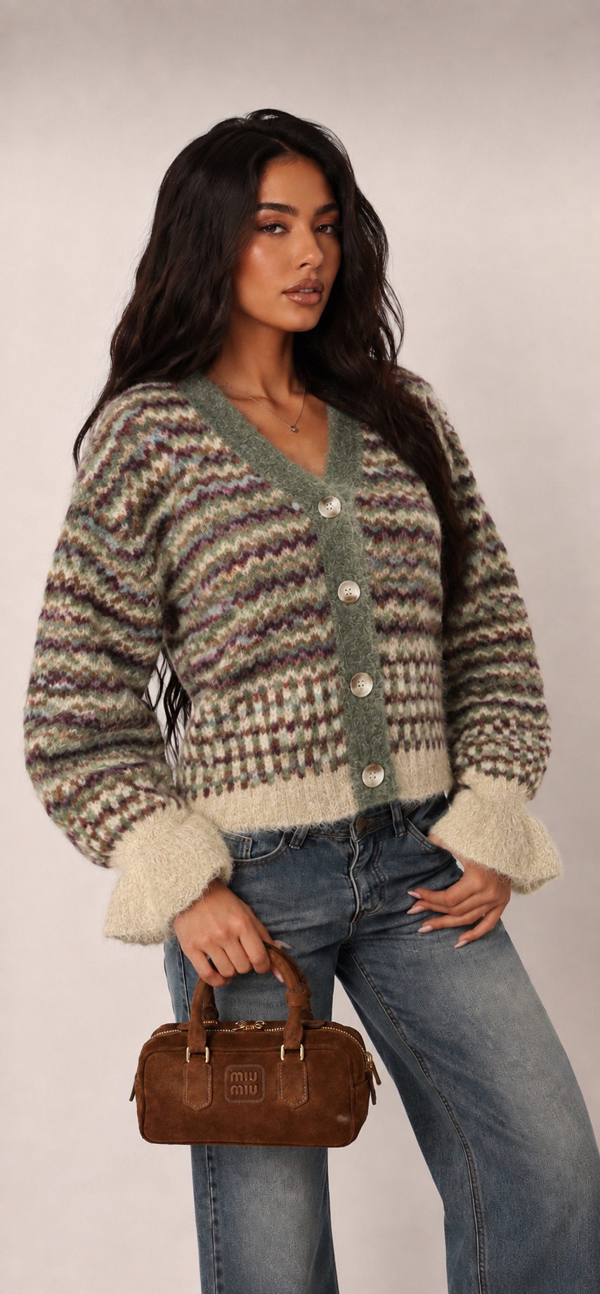 Cardigan mit geometrischem Muster