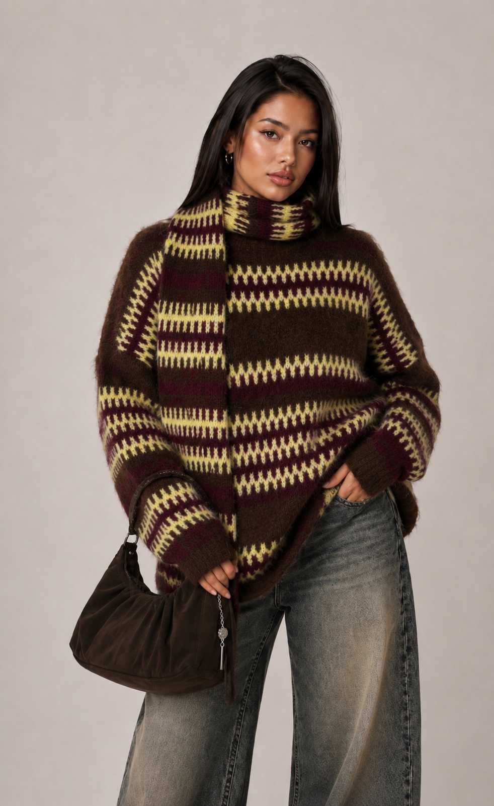 Oversize-Pullover mit Streifen