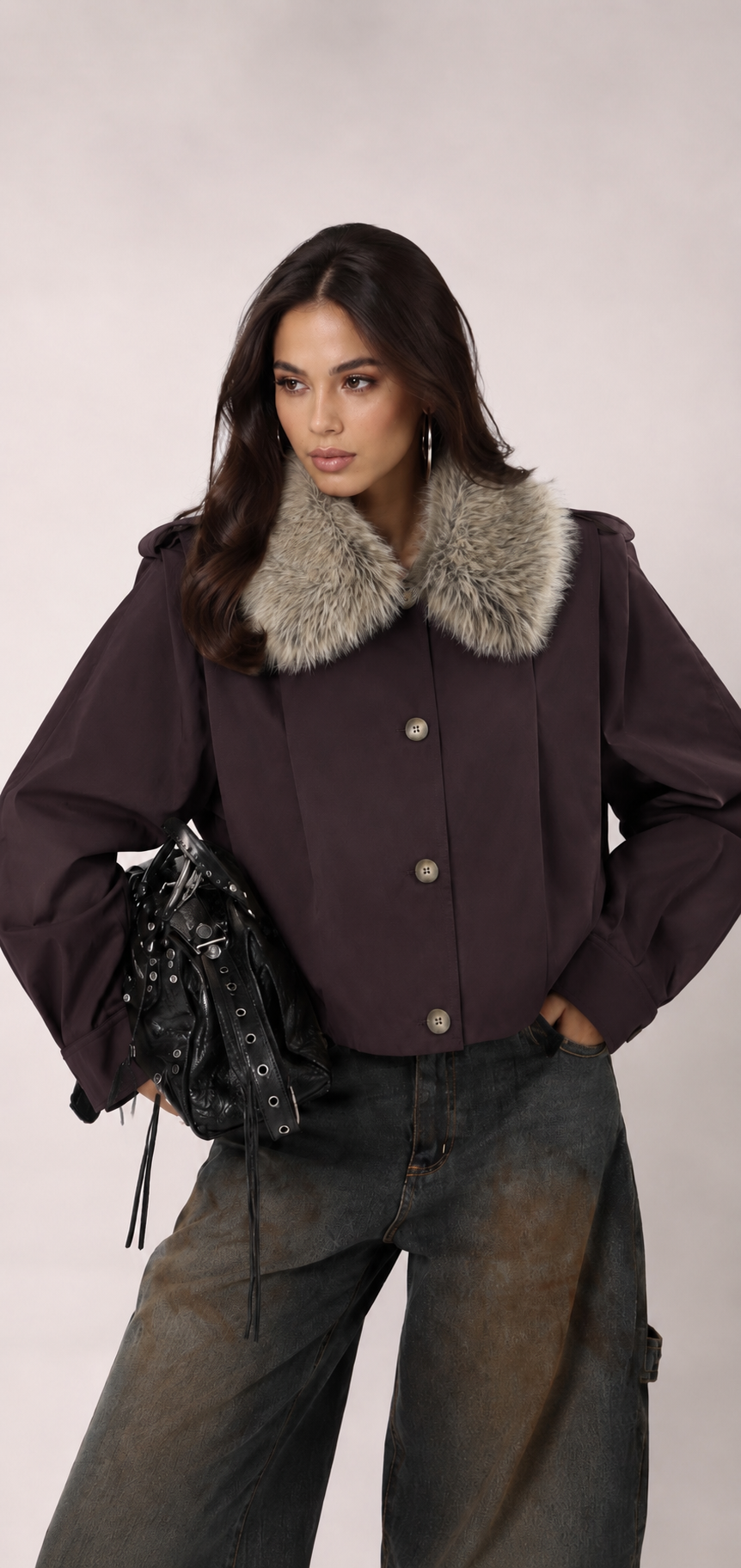 Oversize-Jacke mit Kragen