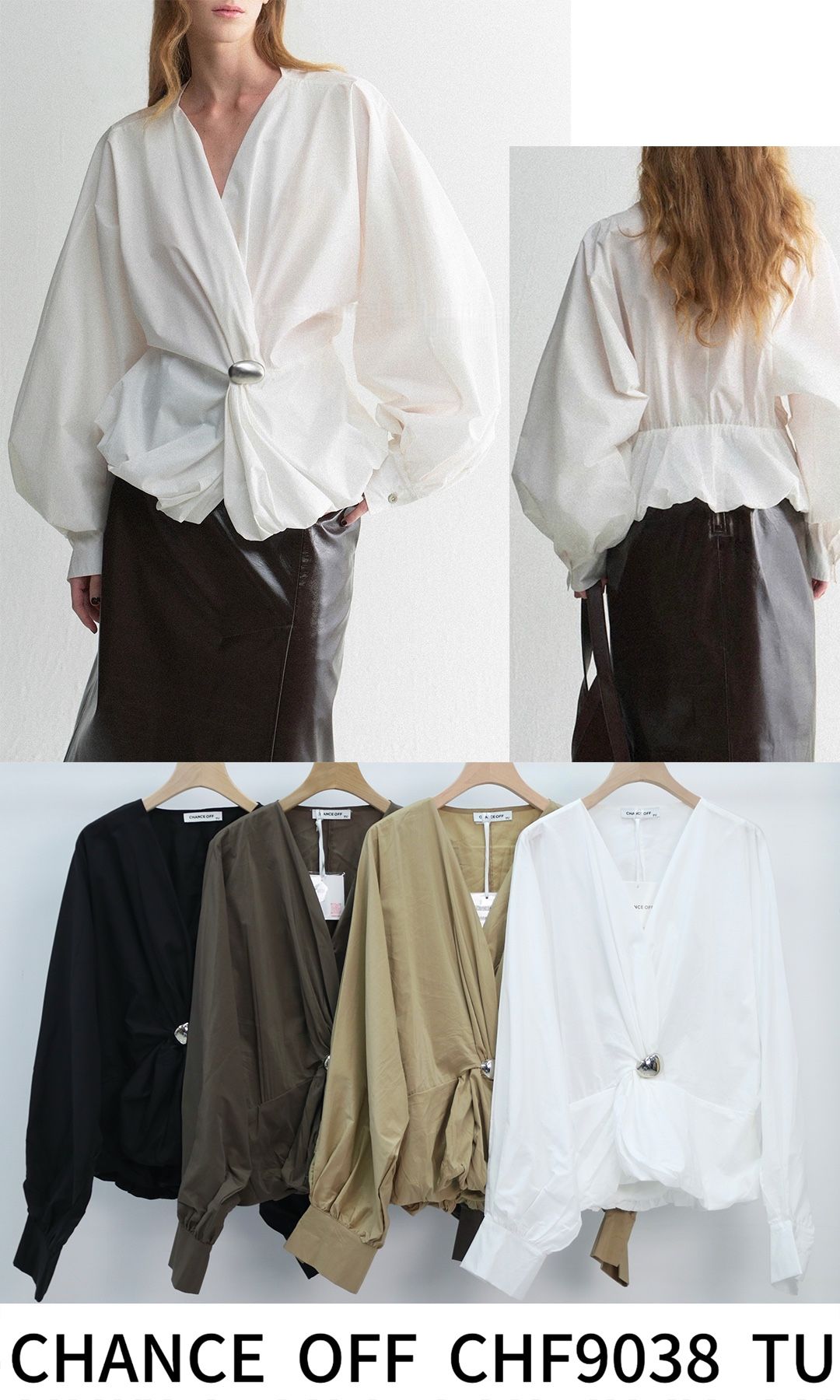 Oversize-Bluse mit V‑Ausschnitt